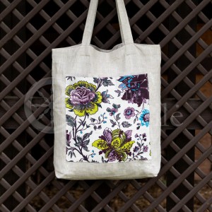 Printed semi-linen shopping bag "Flowers"